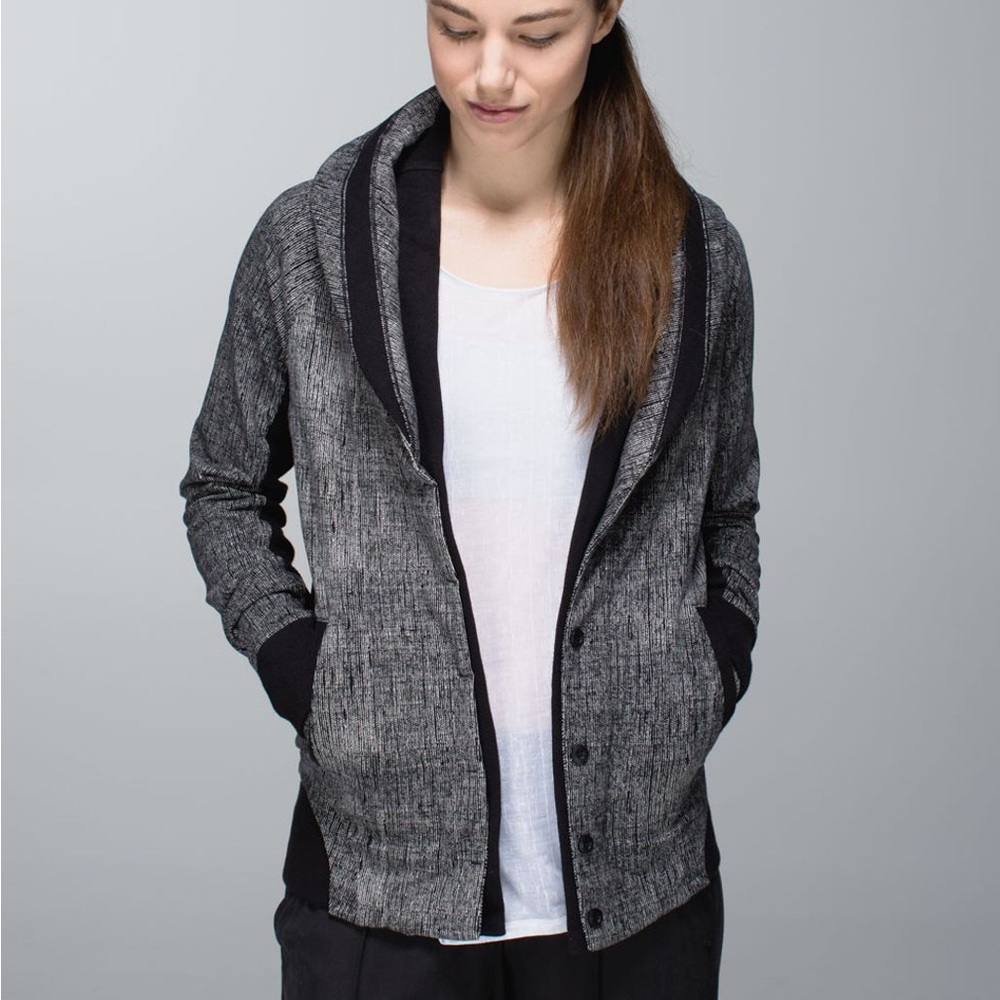 lululemon athletica Heathered Gray and Black Hooded Jacket
